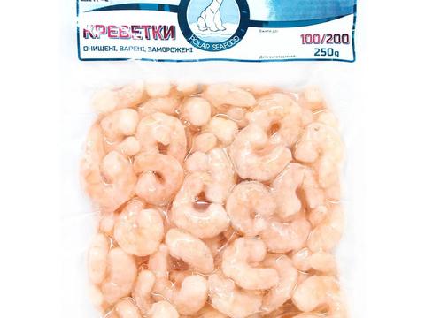 Креветка Ваннамей розмір 100-200 Чищена без хвоста варено-морожена вакумна упаковка "Polar Seafood" (10856)