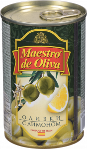 Оливки Маестро 300 г з/б з лимоном