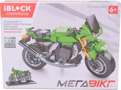 Іграшка Конструктор Iblock Megabike Мотоцикл 227 дет. PL-920-183